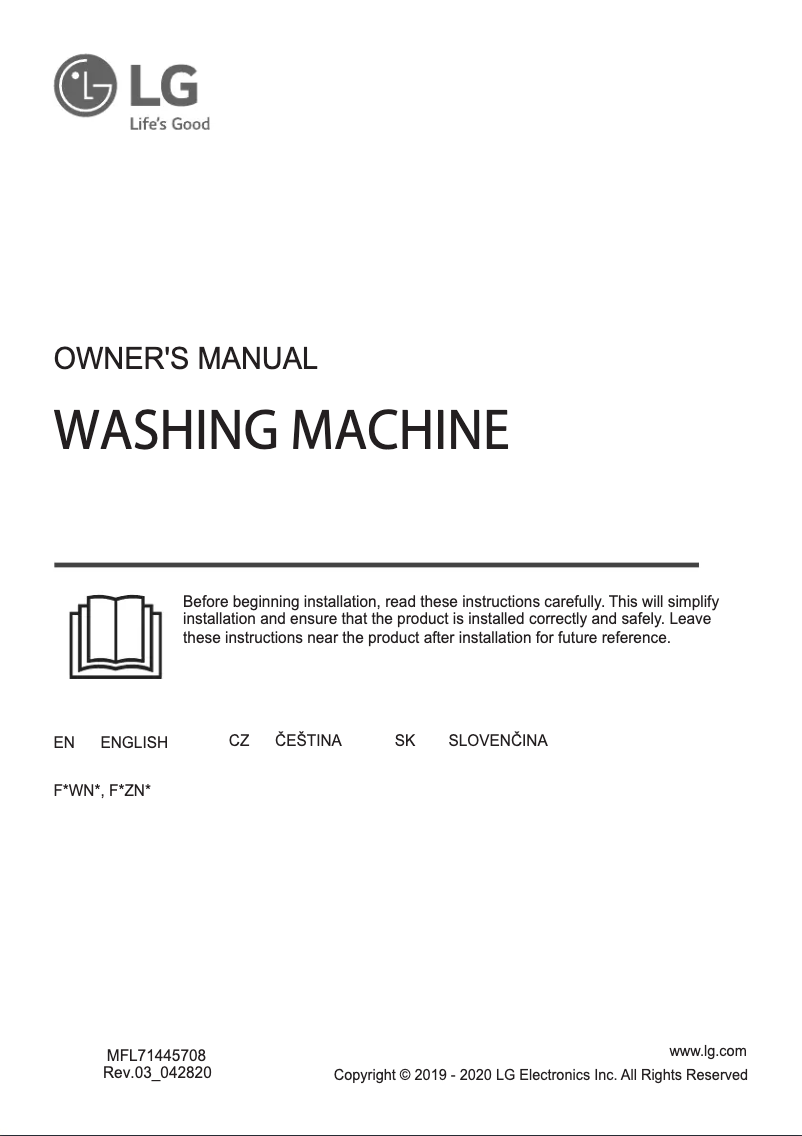 Page 1 de la notice Manuel utilisateur LG F4ZN500S1