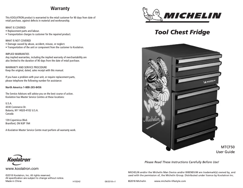 Page 1 de la notice Manuel utilisateur Michelin MTCF50