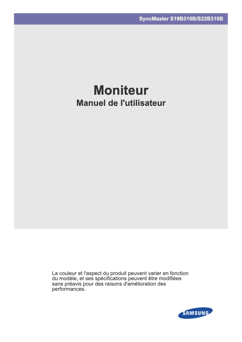Page 1 de la notice Manuel utilisateur Samsung S19B310E
