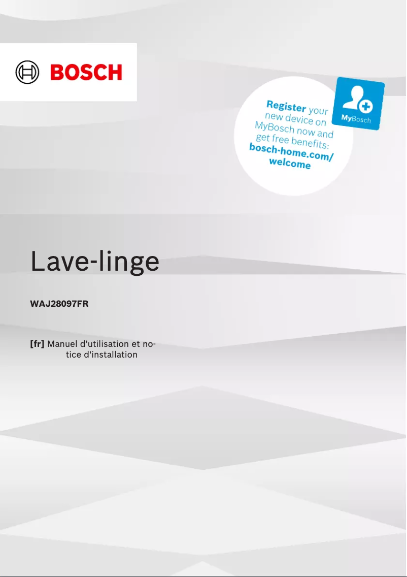 Page 1 de la notice Manuel utilisateur Bosch WAJ28097FR
