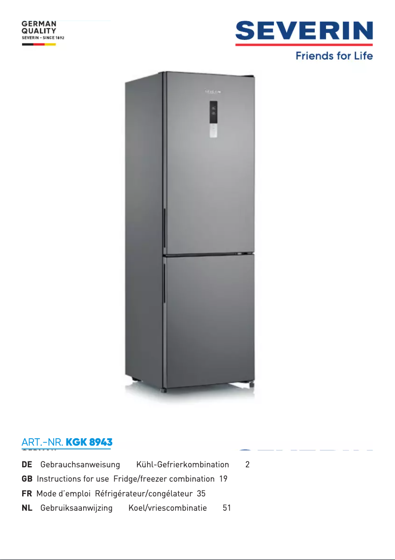 Page n°1 - Manuel utilisateur Severin KGK 8943