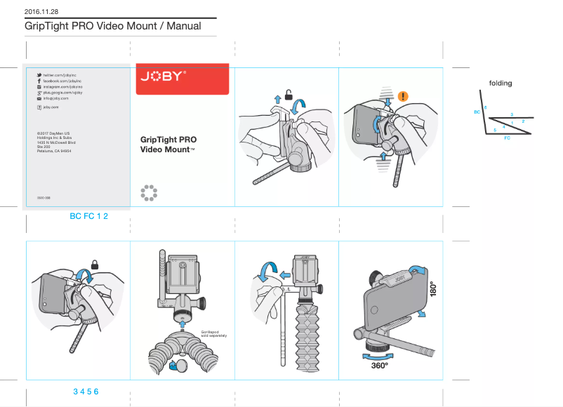 Page 1 de la notice Manuel utilisateur Joby GripTight GorillaPod Video PRO