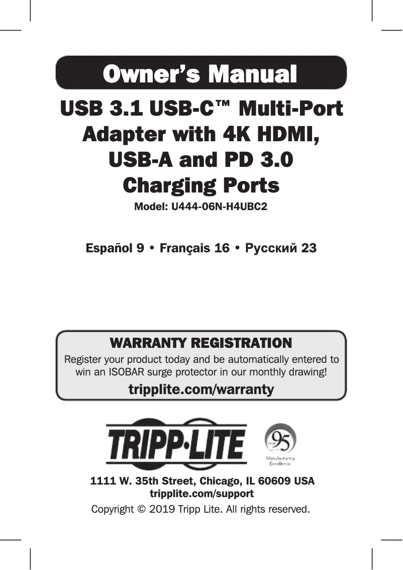 Page n°1 - Manuel utilisateur Tripp Lite U444-06N-H4UBC2