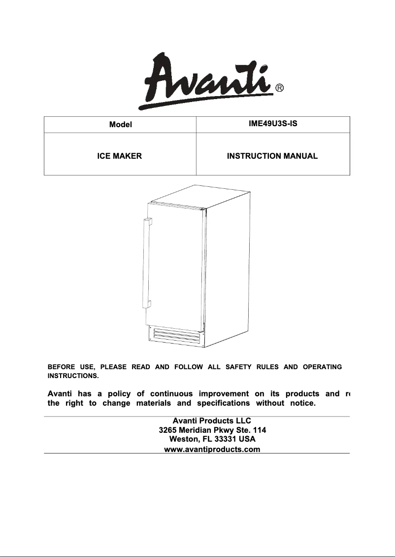 Page n°1 - Manuel utilisateur Avanti IME49U3S-IS