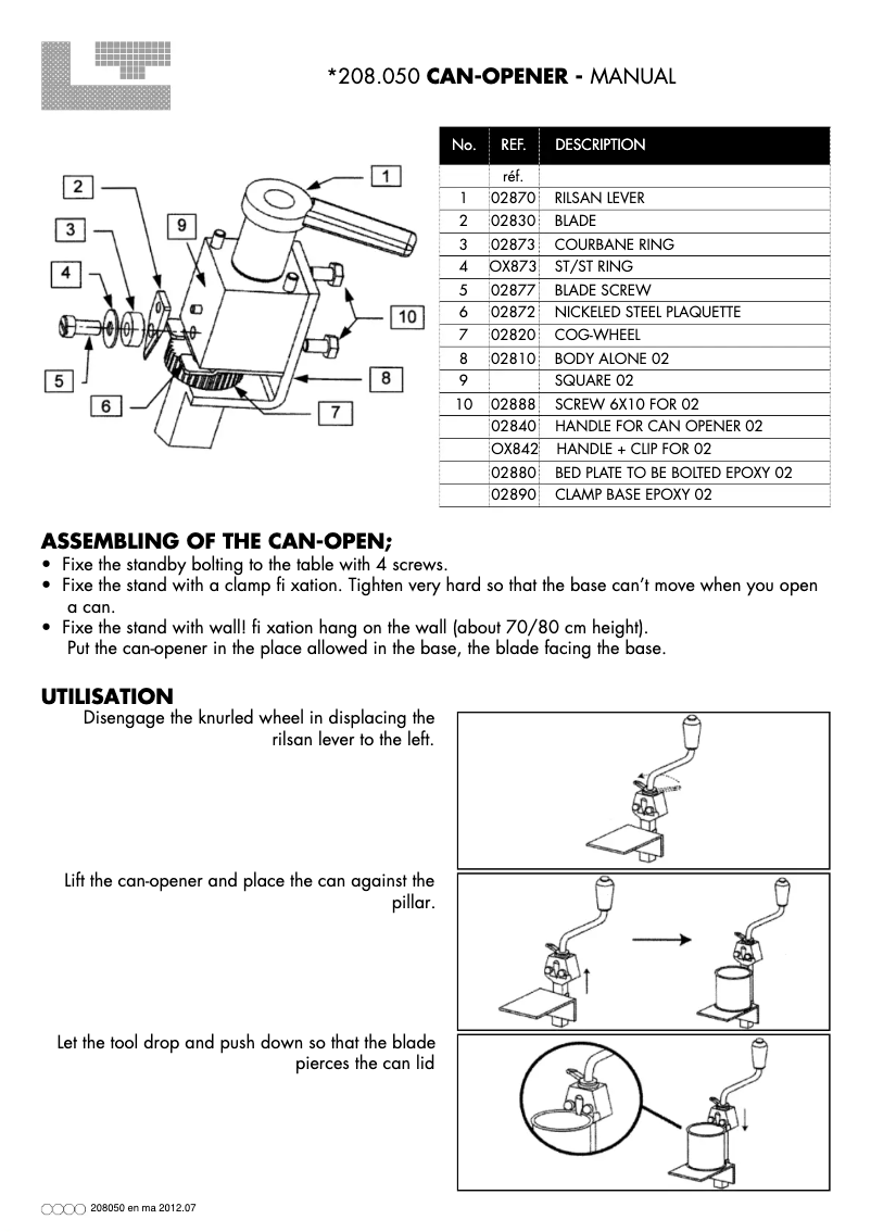 Page 1 de la notice Manuel utilisateur Louis Tellier 208050