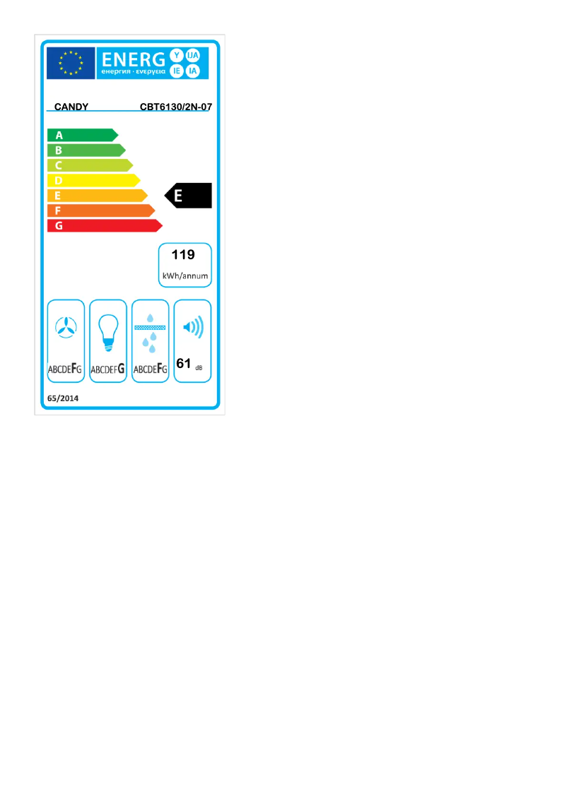 Page 1 de la notice Label énergétique Candy CBT6130/2N-07