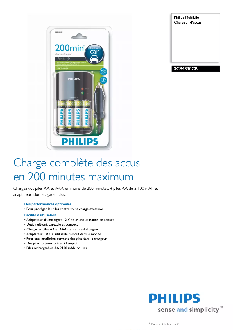 Página 1 del manual Ficha técnica Philips SCB4330CB