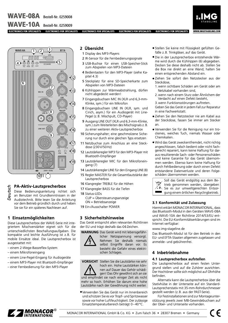 Página 1 del manual Manual de usuario IMG Stageline WAVE-08A