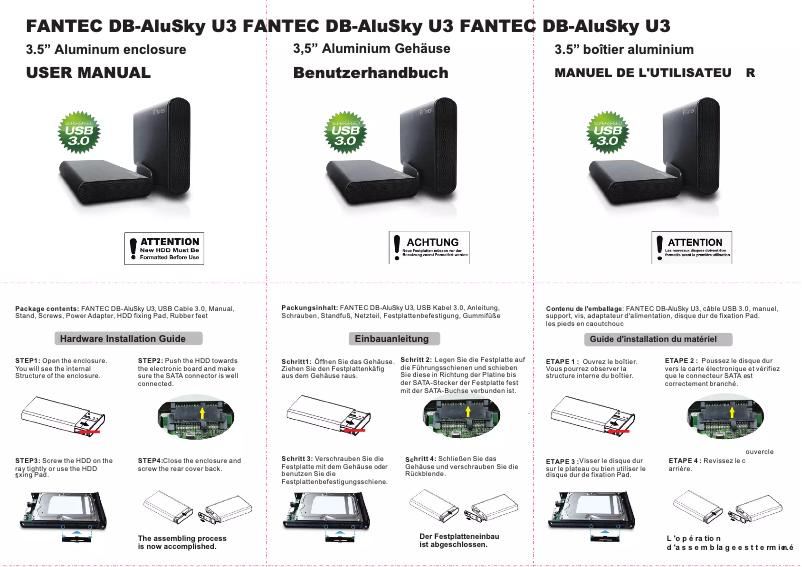 Image de la première page du manuel de l'appareil DB-AluSky U3