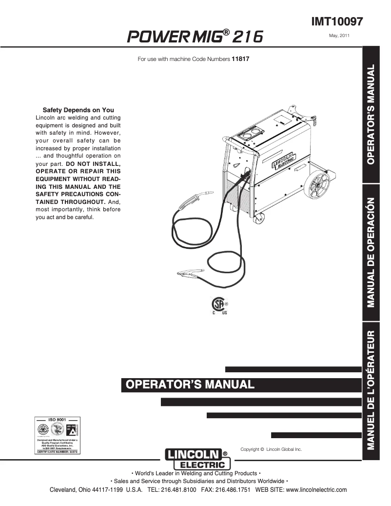 Página 1 del manual Manual de usuario Lincoln Electric POWER MIG 216