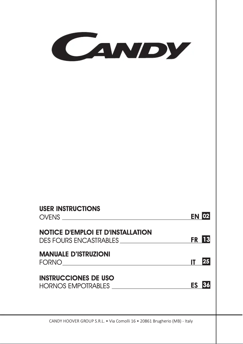 Page n°1 - Manuel utilisateur Candy FCP100N/E
