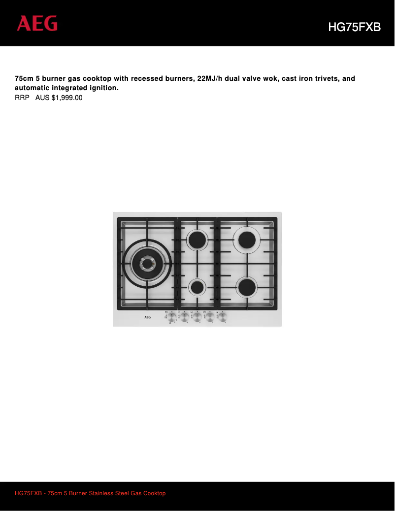 Página 1 del manual Ficha técnica AEG HG75FXB