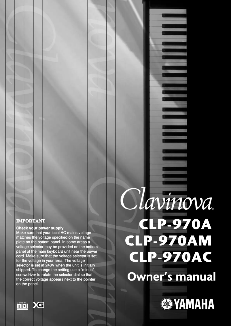 Page 1 of the manual User Manual Yamaha Clavinova CLP-970AC