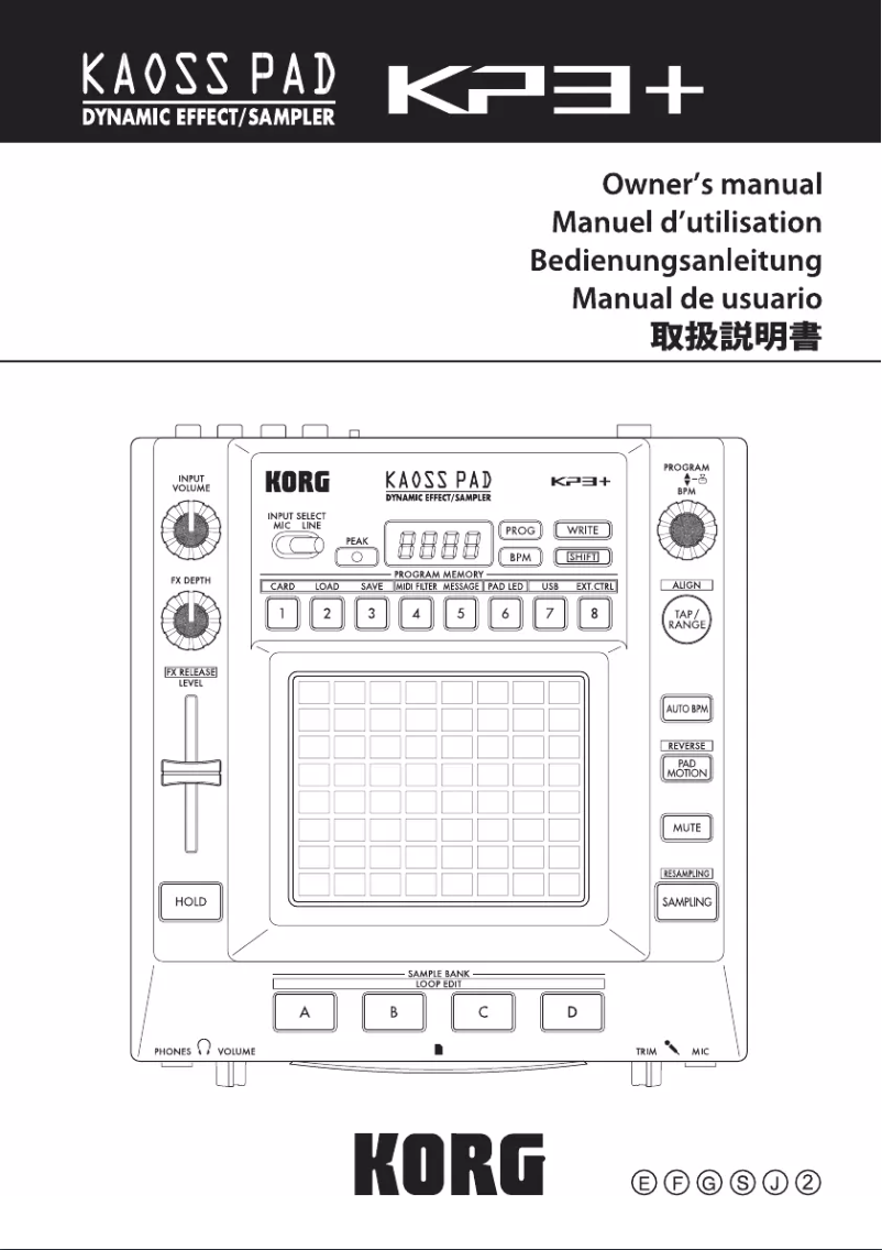 Page 1 de la notice Manuel utilisateur Korg Kaoss Pad KP3+