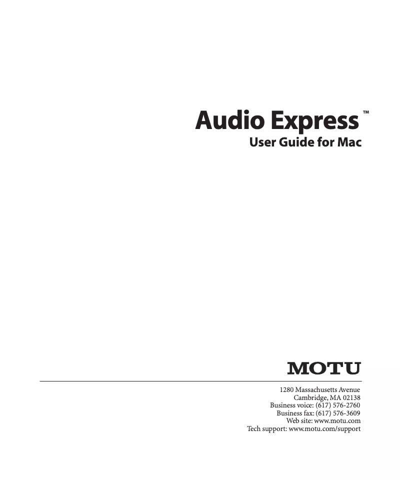 Page n°1 - Manuel utilisateur Motu Audio Express