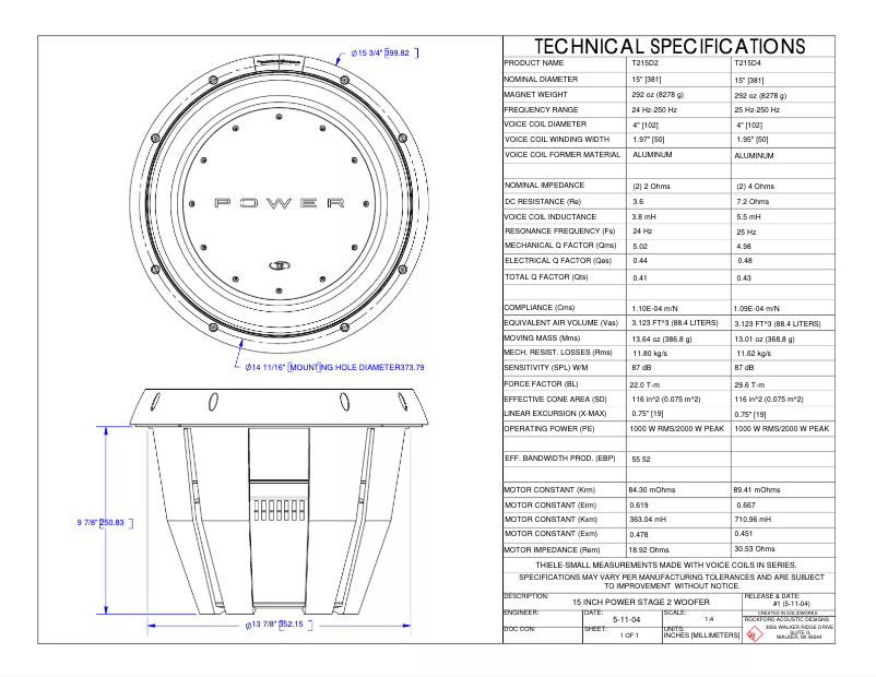 Page n°1 - Fiche technique Rockford Fosgate Power T210D2