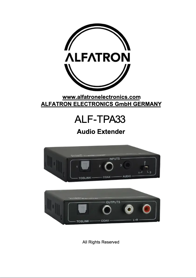 Página 1 del manual Manual de usuario Alfatron ALF-TPA33