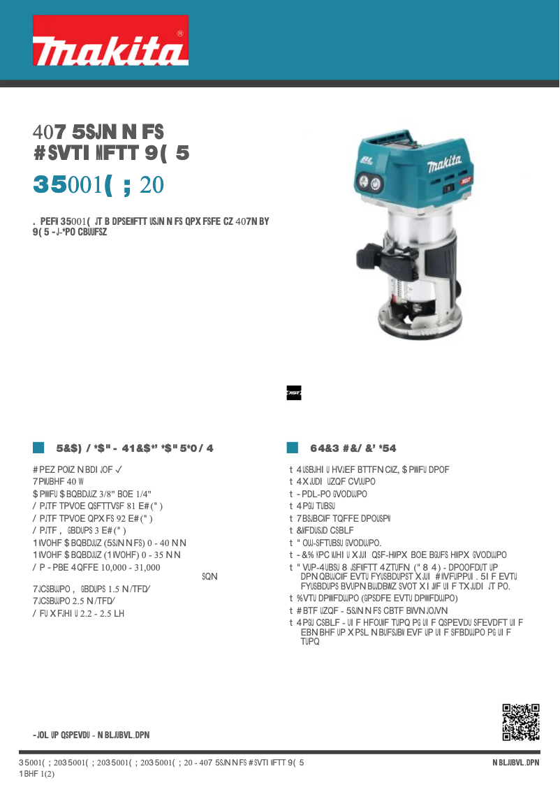 Page 1 de la notice Fiche technique Makita RT001G