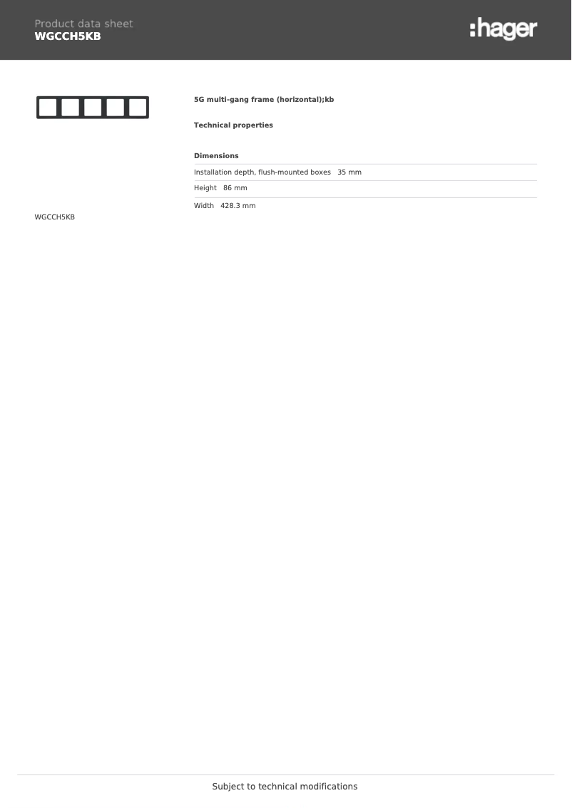 Page n°1 - Fiche technique Hager WGCCH5KB