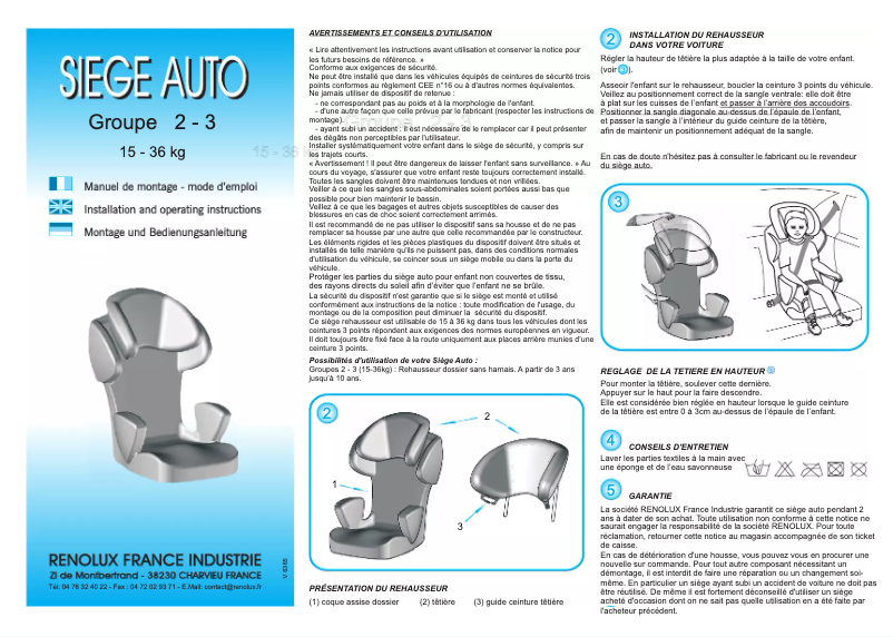 Page 1 de la notice Manuel utilisateur Boulgom SafeConfort