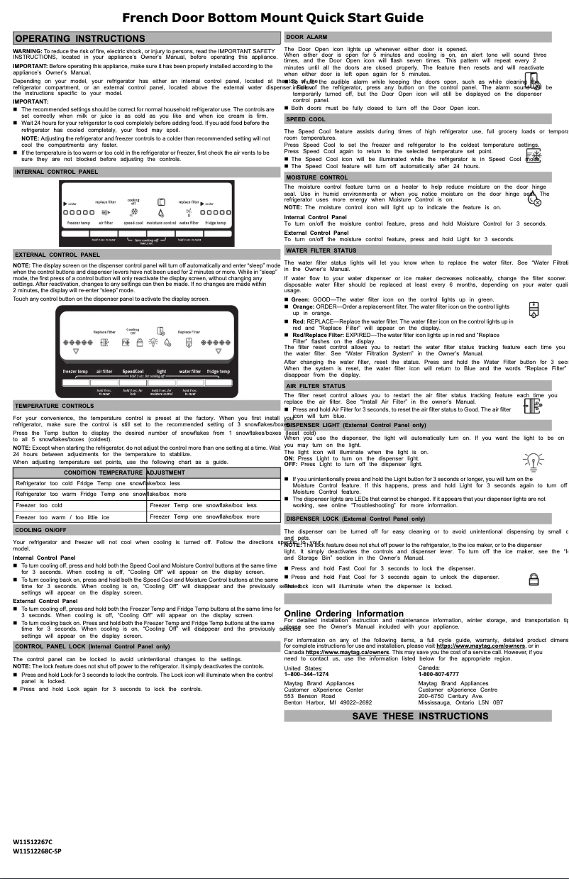 Page n°1 - Guide de démarrage rapide Maytag MFW2055FRZ