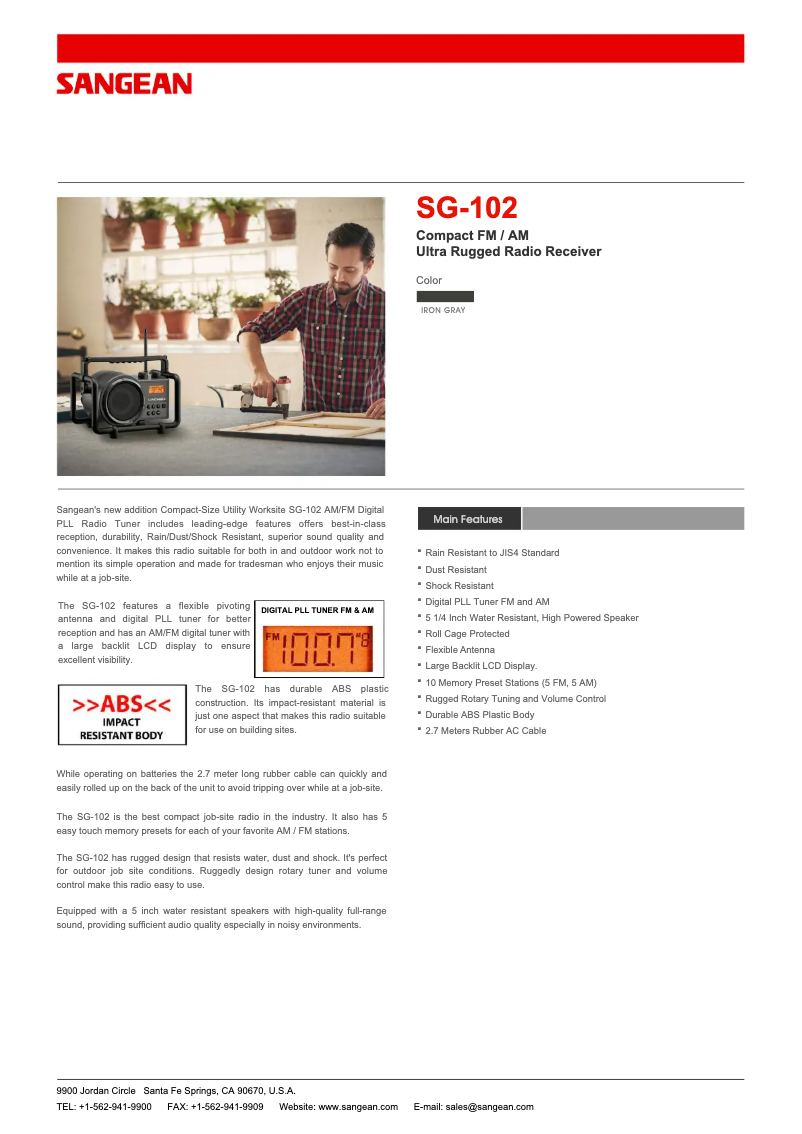 Page n°1 - Fiche technique Sangean SG-102