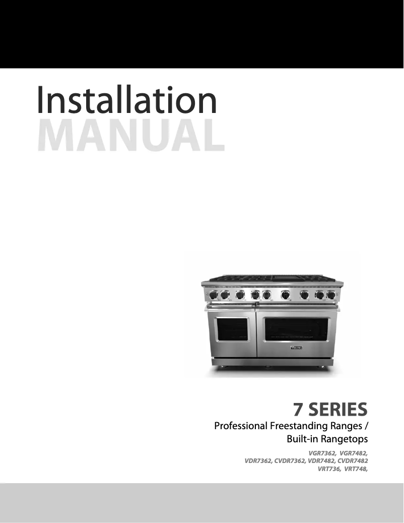 Page 1 of the manual Installation Guide Viking VDR74826GWH