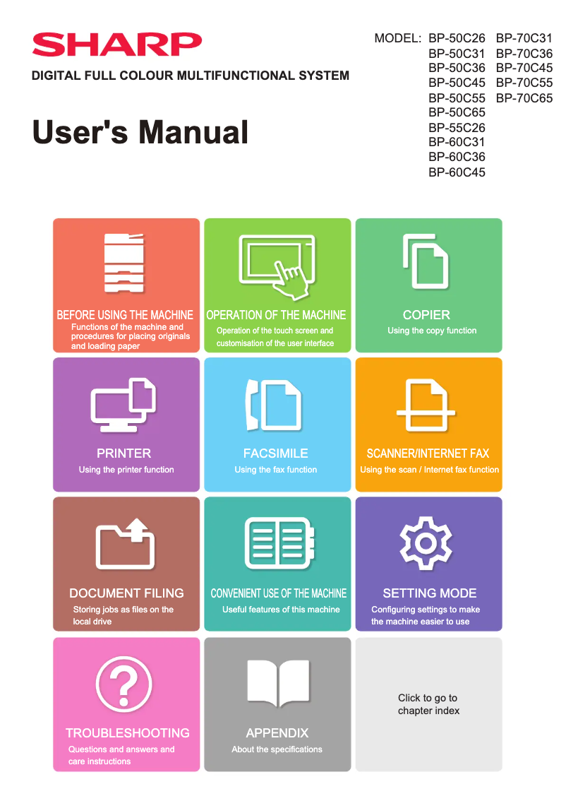 Page 1 de la notice Manuel utilisateur Sharp BP-70C65