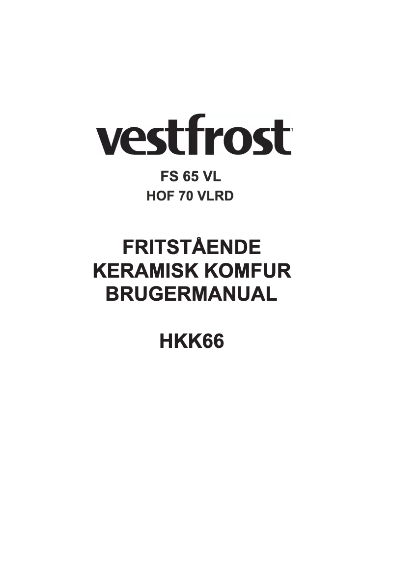 Page n°1 - Manuel utilisateur Vestfrost FS 65 VL