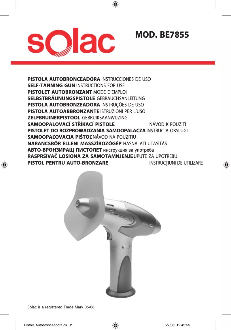 Page 1 de la notice Manuel utilisateur Solac BE7855