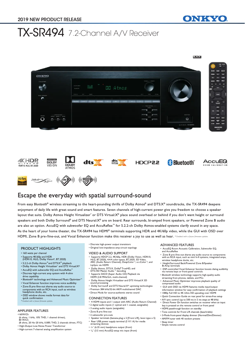 Image de la première page du manuel de l'appareil TX-SR494