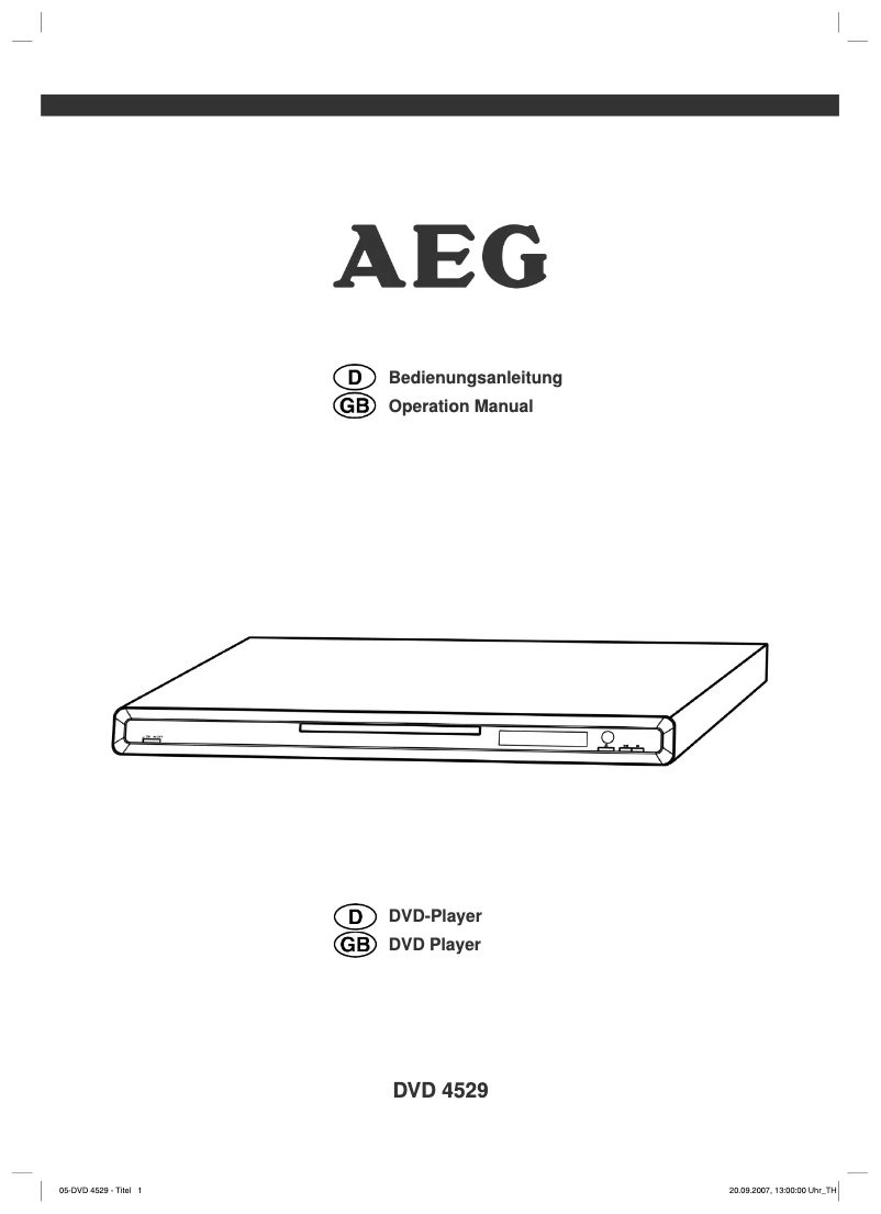 Page 1 de la notice Manuel utilisateur AEG DVD 4529
