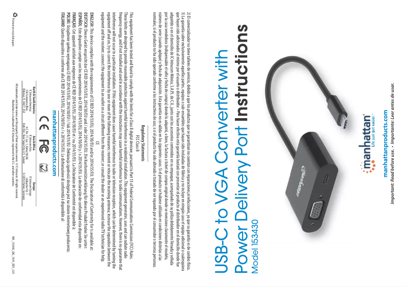 Page 1 de la notice Mode d'emploi Manhattan 153430