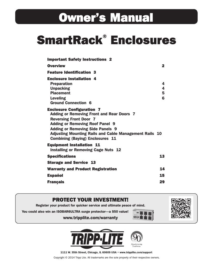 Page 1 de la notice Manuel utilisateur Tripp Lite SmartRack SR45UBDP