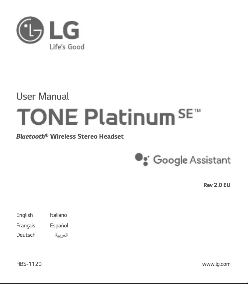 Page 1 de la notice Manuel utilisateur LG Tone Platinum SE HBS-1120