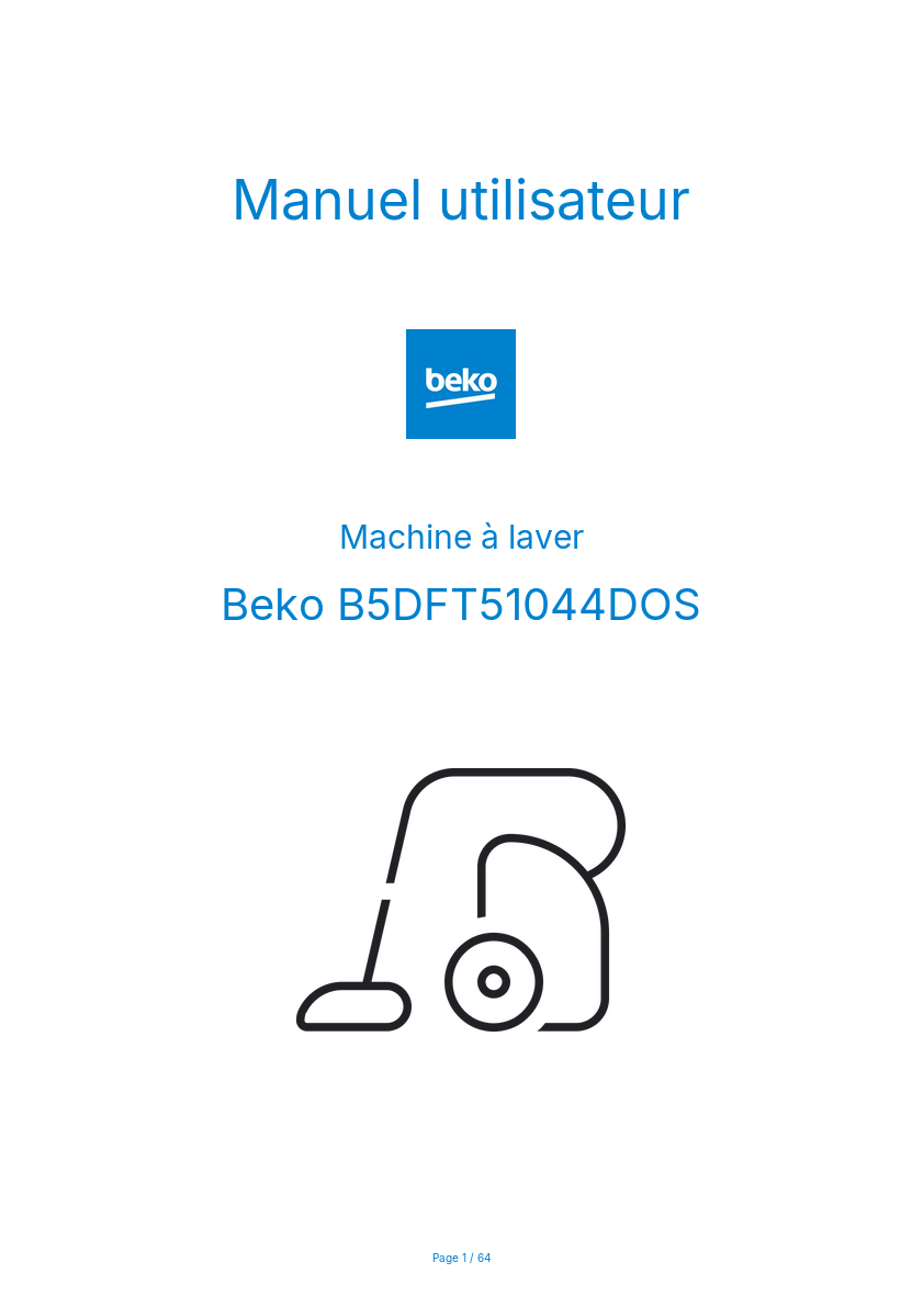 Page n°1 - Manuel utilisateur Beko B5DFT51044DOS