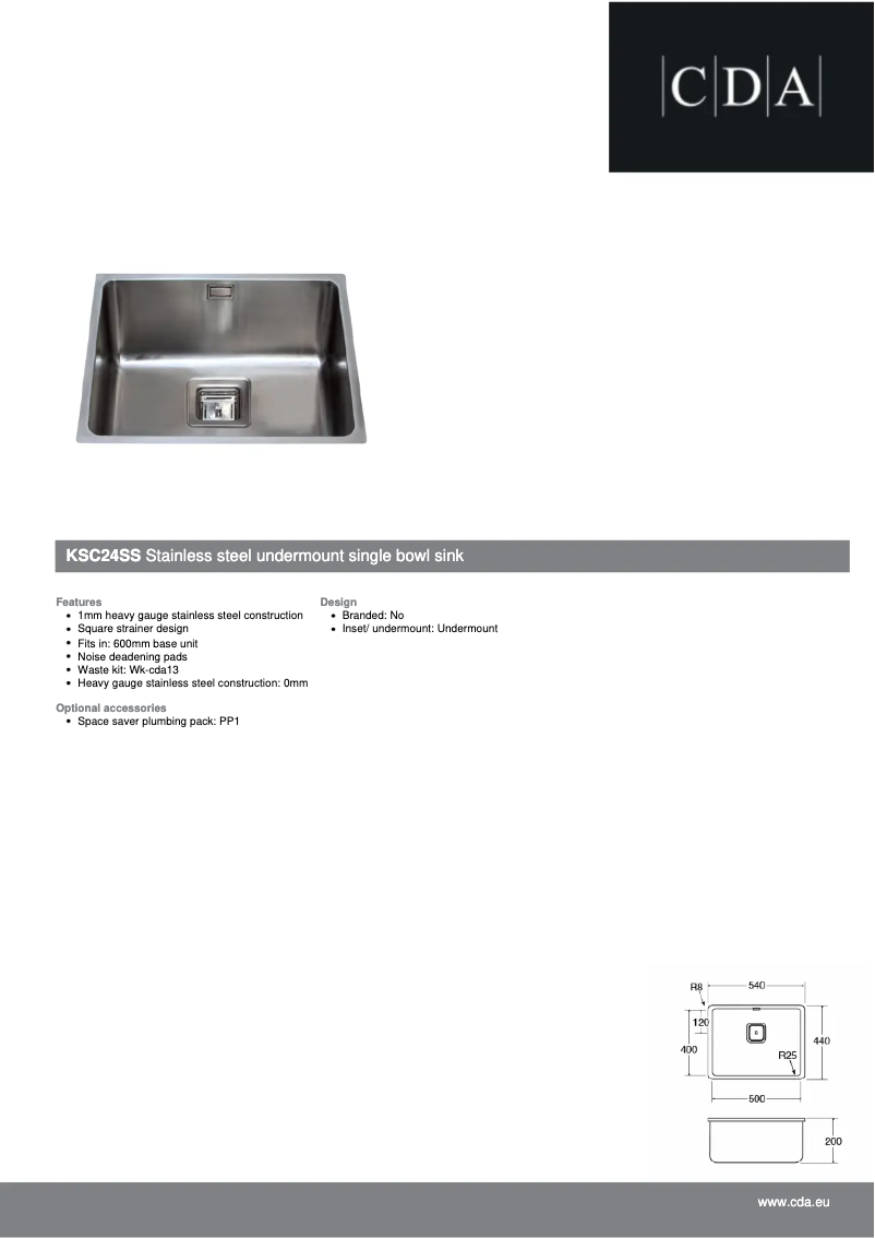 Page n°1 - Fiche technique CDA KSC24SS