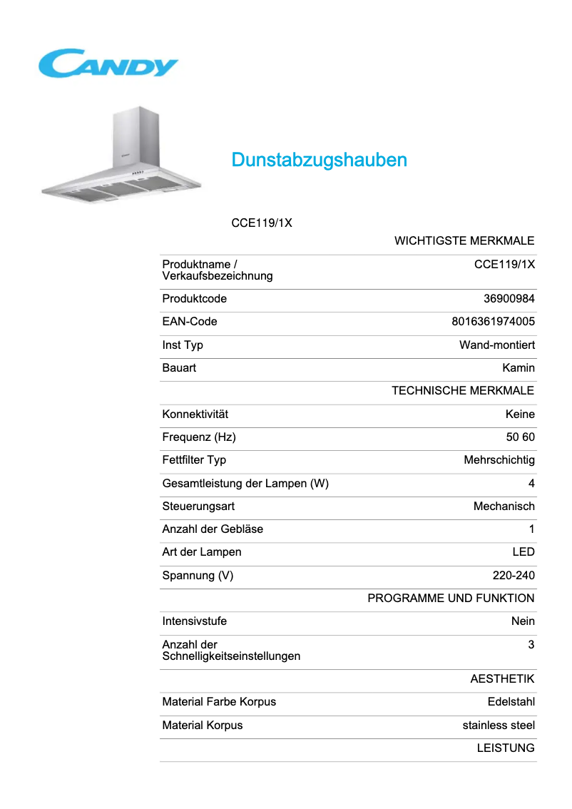 Image de la première page du manuel de l'appareil CCE119/1X