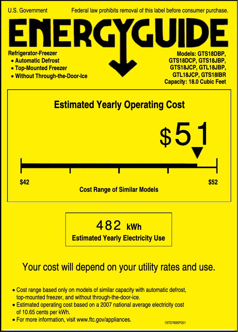 Página 1 del manual Etiqueta energética GE GTS18IBRCC