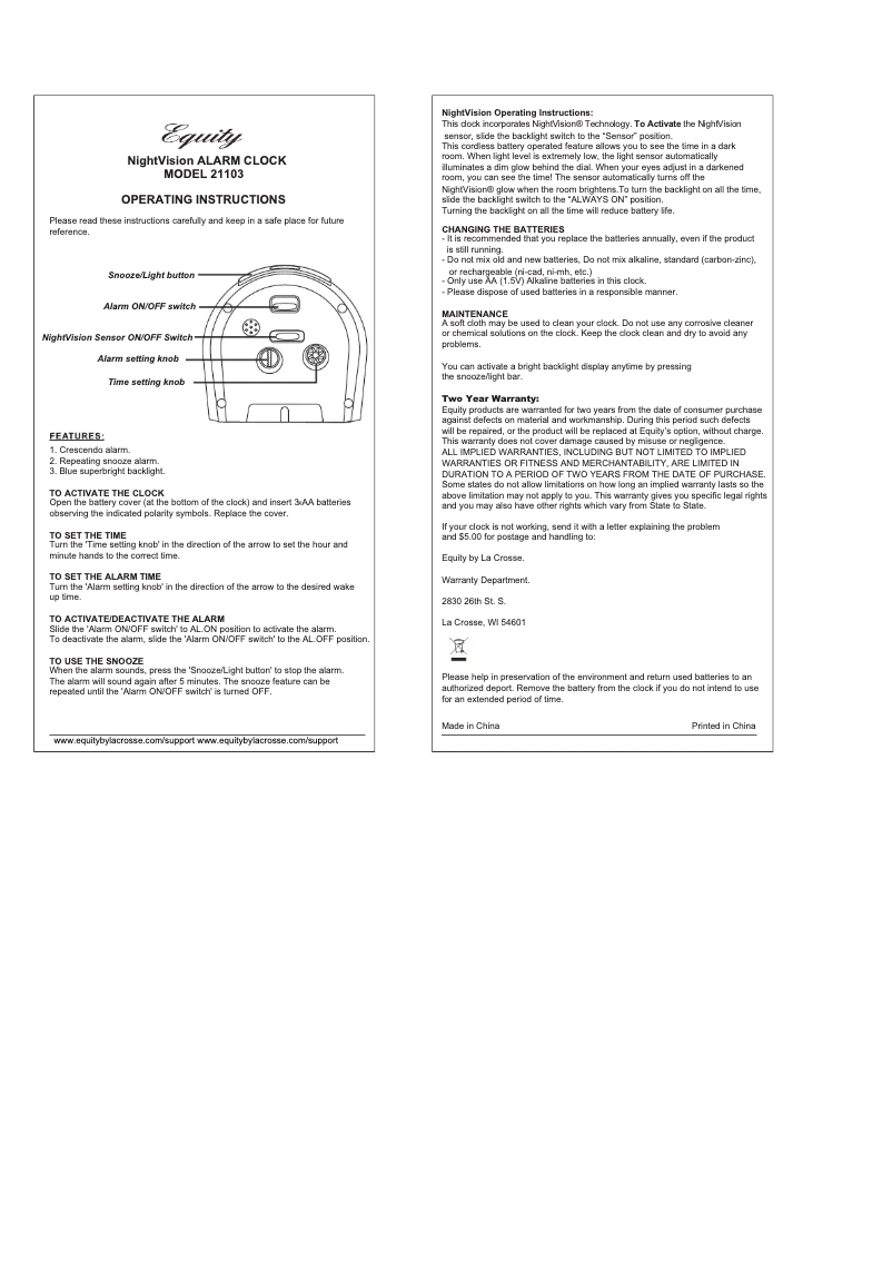 Image de la première page du manuel de l'appareil 21103