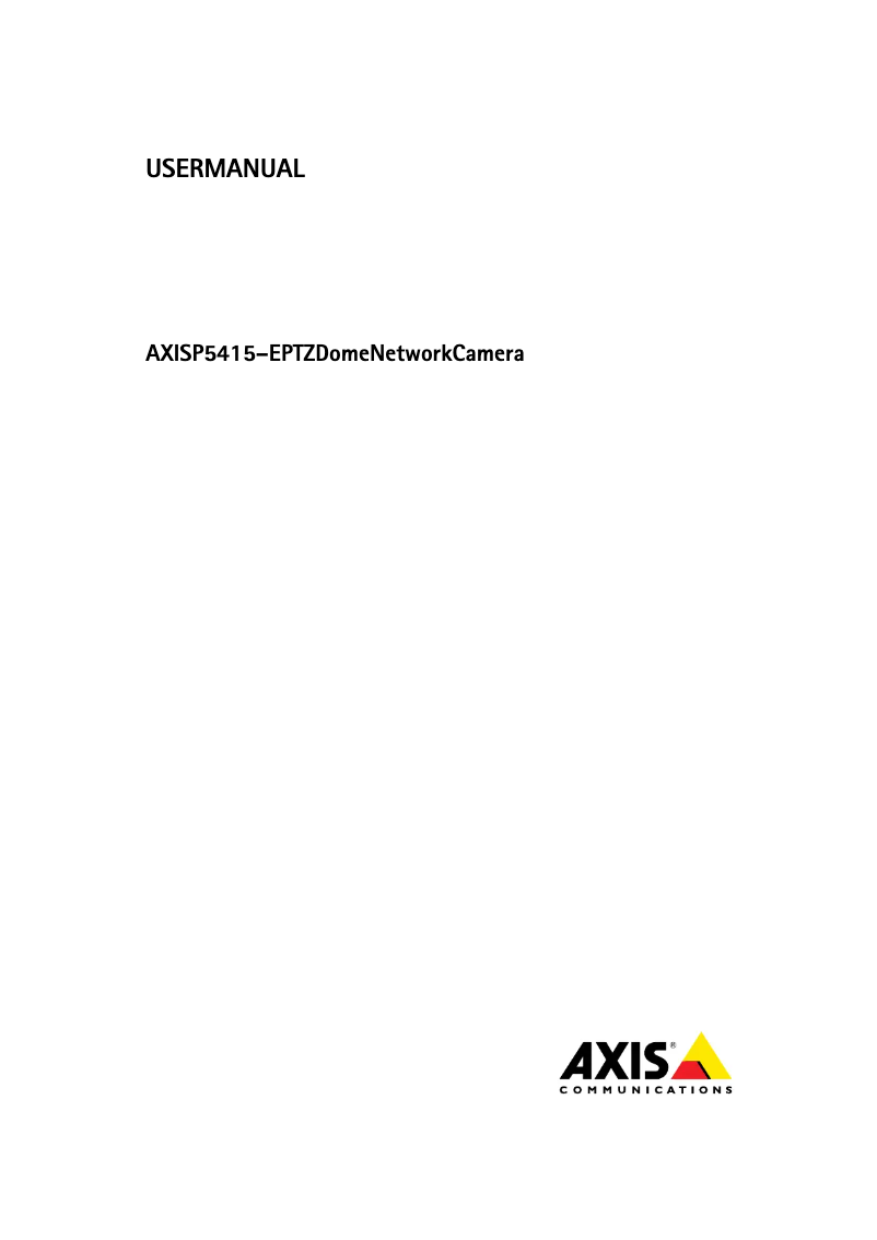 Page 1 de la notice Manuel utilisateur Axis P5415–E