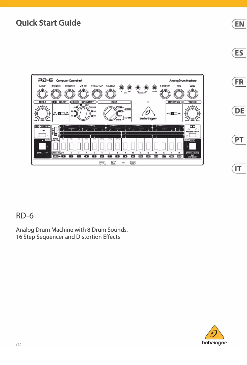 Page n°1 - Manuel utilisateur Behringer Rhythm Designer RD-6