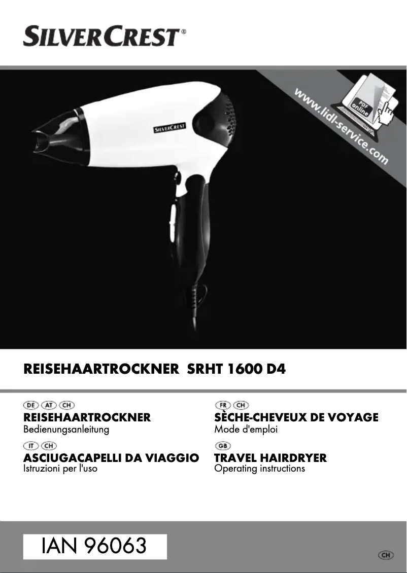 Page n°1 - Manuel utilisateur SilverCrest SRHT 1600 D4