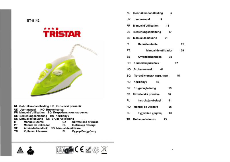 Página 1 del manual Manual de usuario TriStar ST-8142