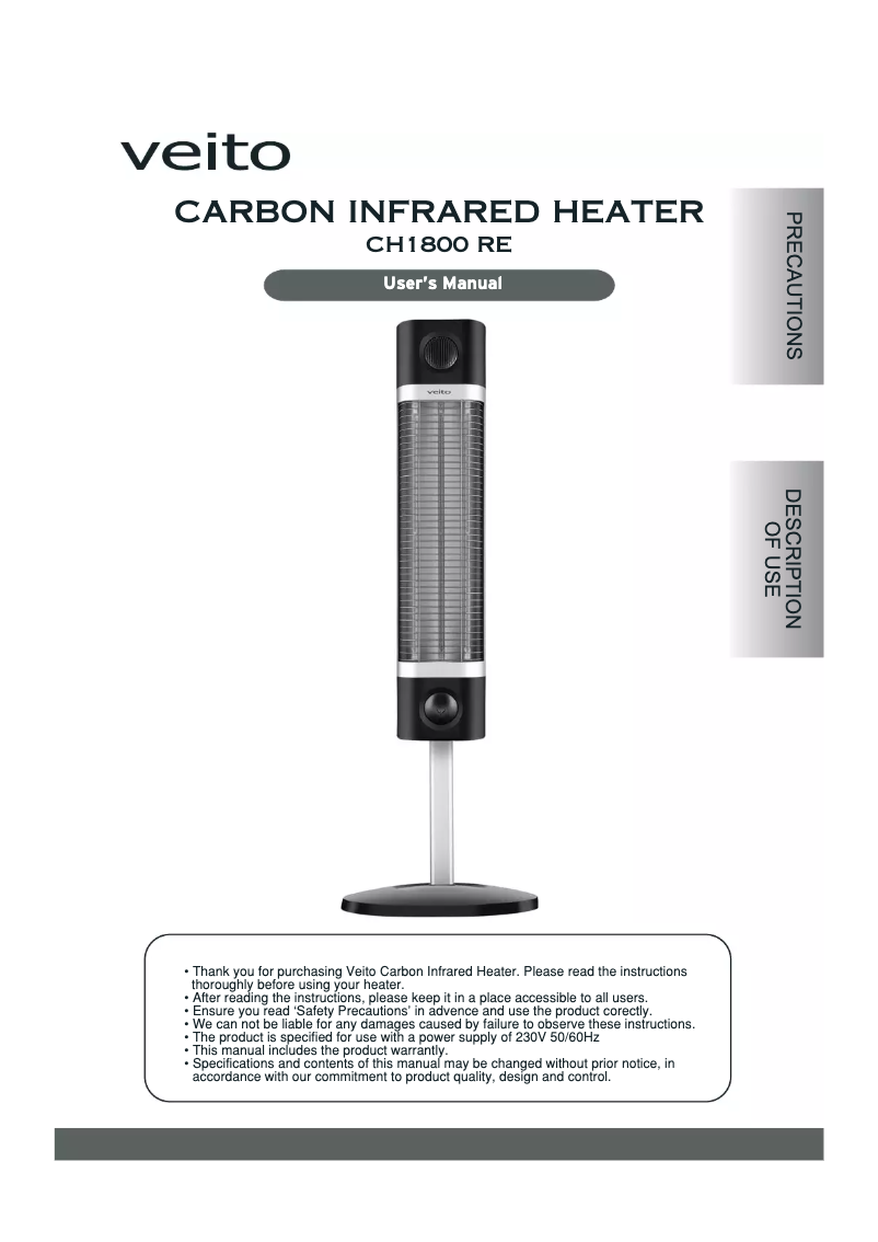 Imagen de la primera página del manual del dispositivo CH1800 RE