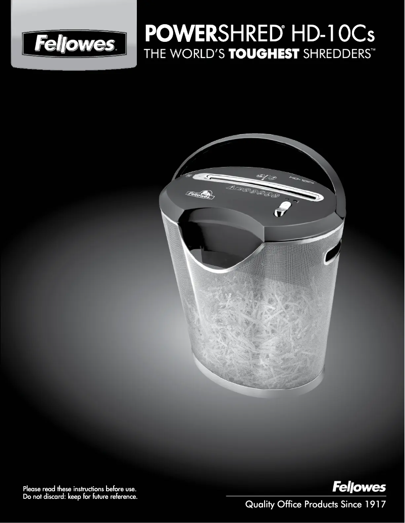Page 1 de la notice Manuel utilisateur Fellowes Powershred HD-10Cs