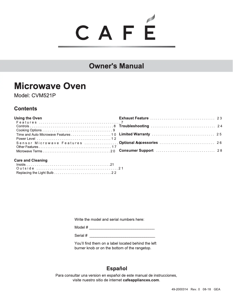 First page image of the manual for CVM521P2MS1