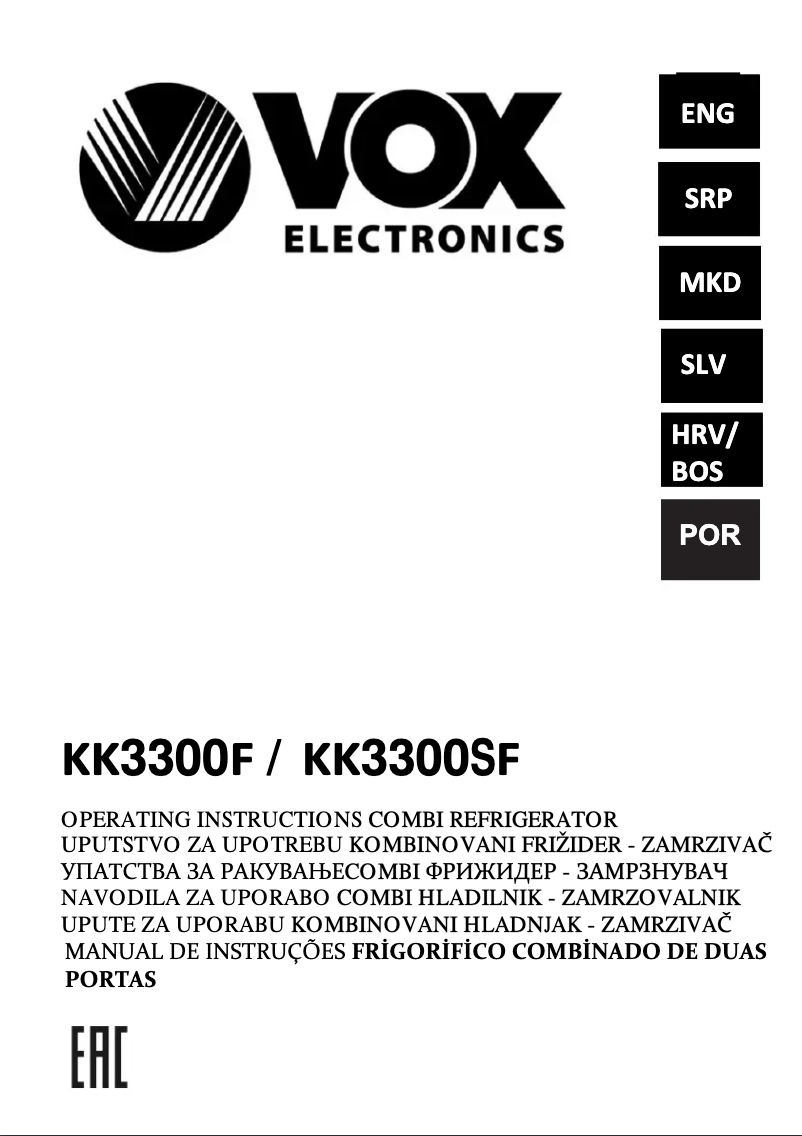 Página 1 del manual Manual de usuario VOX KK 3300 F