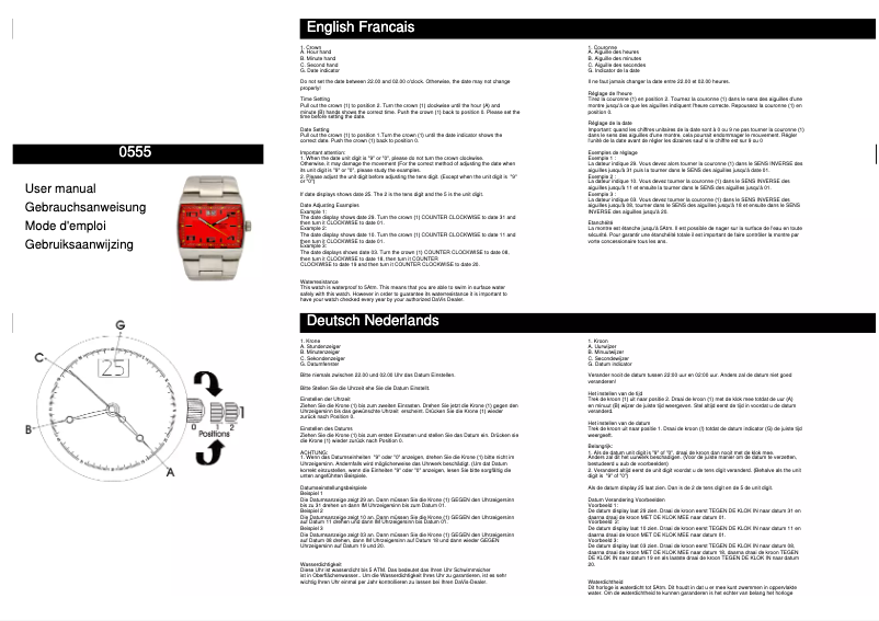 Page n°1 - Manuel utilisateur Davis 0555