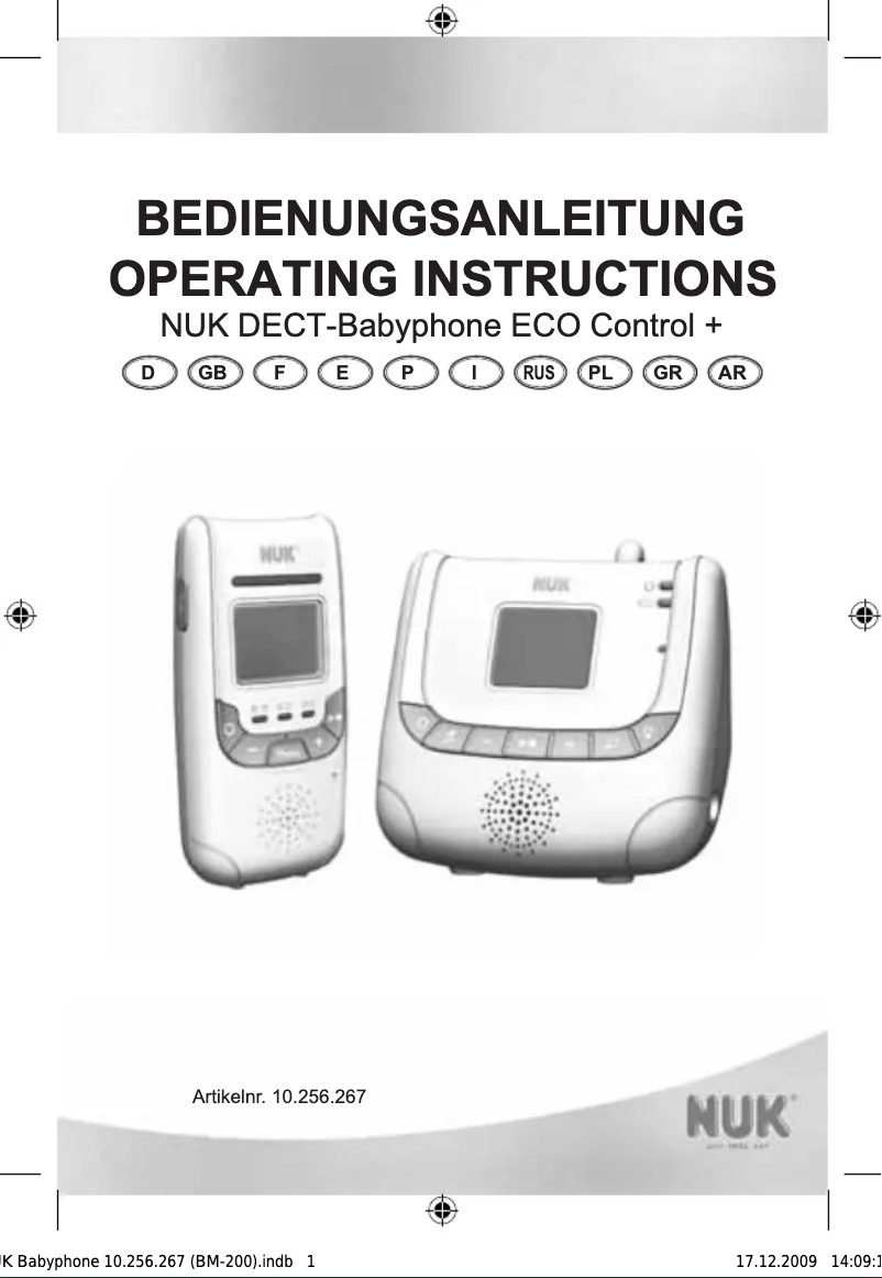 Page n°1 - Manuel utilisateur NUK Eco Control+